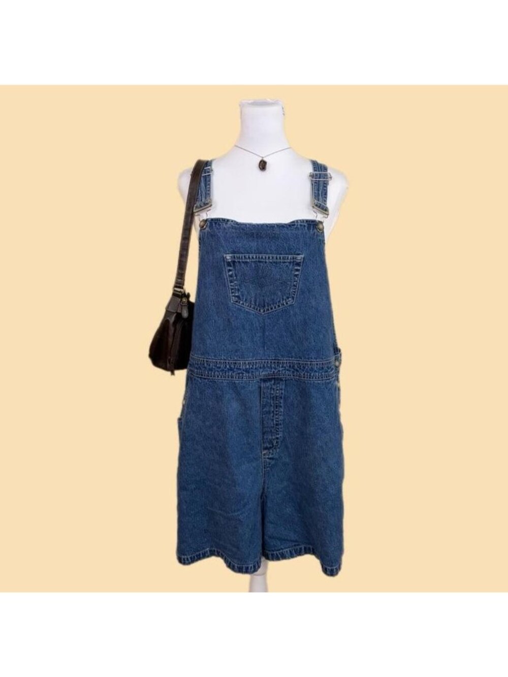 90s denim cottagecore overall shorts